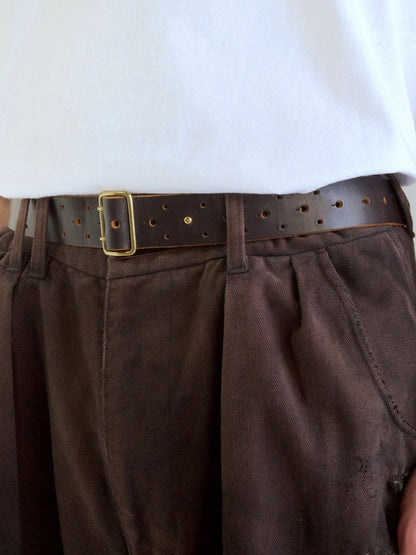 DOUBLE PIN LEATHER BELT / Black
