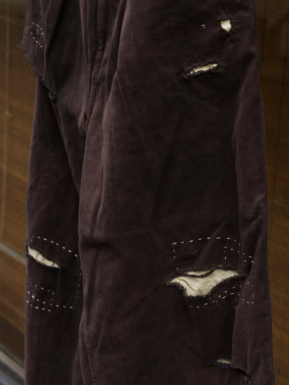 KERSEY TUCK WIDE PANTS / Brown