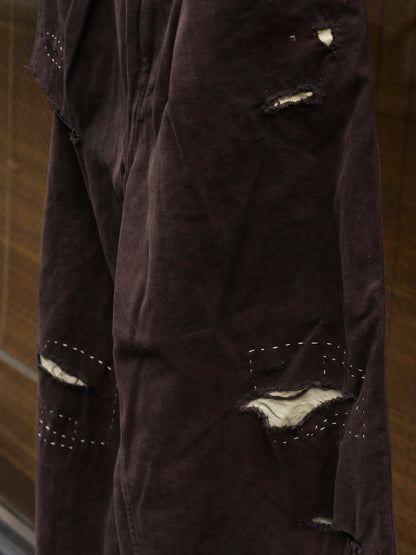 KERSEY TUCK WIDE PANTS / Brown