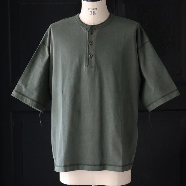 ピグメント 米綿 (USAコットン) 16/-天竺 ( 8.45オンス) 3ボタン ヘンリーネック Tシャツ / / 2colors