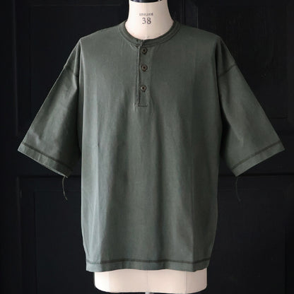 ピグメント 米綿 (USAコットン) 16/-天竺 ( 8.45オンス) 3ボタン ヘンリーネック Tシャツ / / 2colors