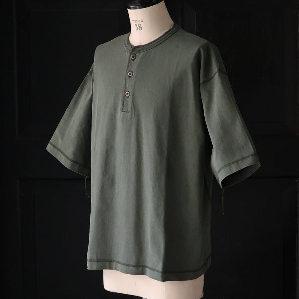 ピグメント 米綿 (USAコットン) 16/-天竺 ( 8.45オンス) 3ボタン ヘンリーネック Tシャツ / / 2colors