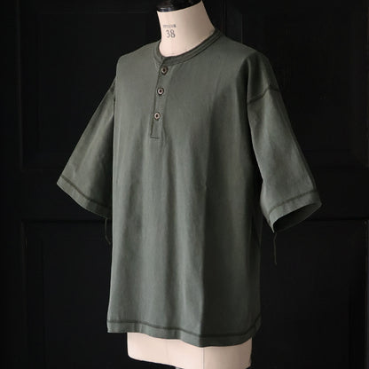 ピグメント 米綿 (USAコットン) 16/-天竺 ( 8.45オンス) 3ボタン ヘンリーネック Tシャツ / / 2colors