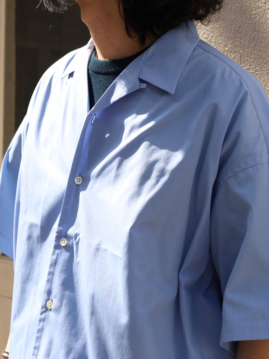 P/C OPEN COLLAR SS SHIRT / Sax
