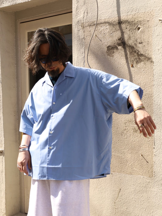 P/C OPEN COLLAR SS SHIRT / Sax