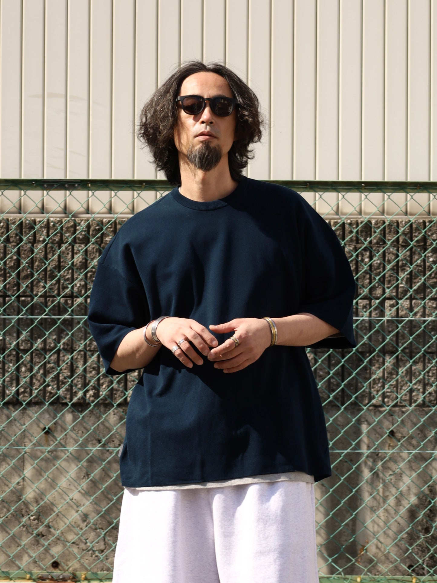 SUPER BIG SS COTTON KNIT TEE / Navy