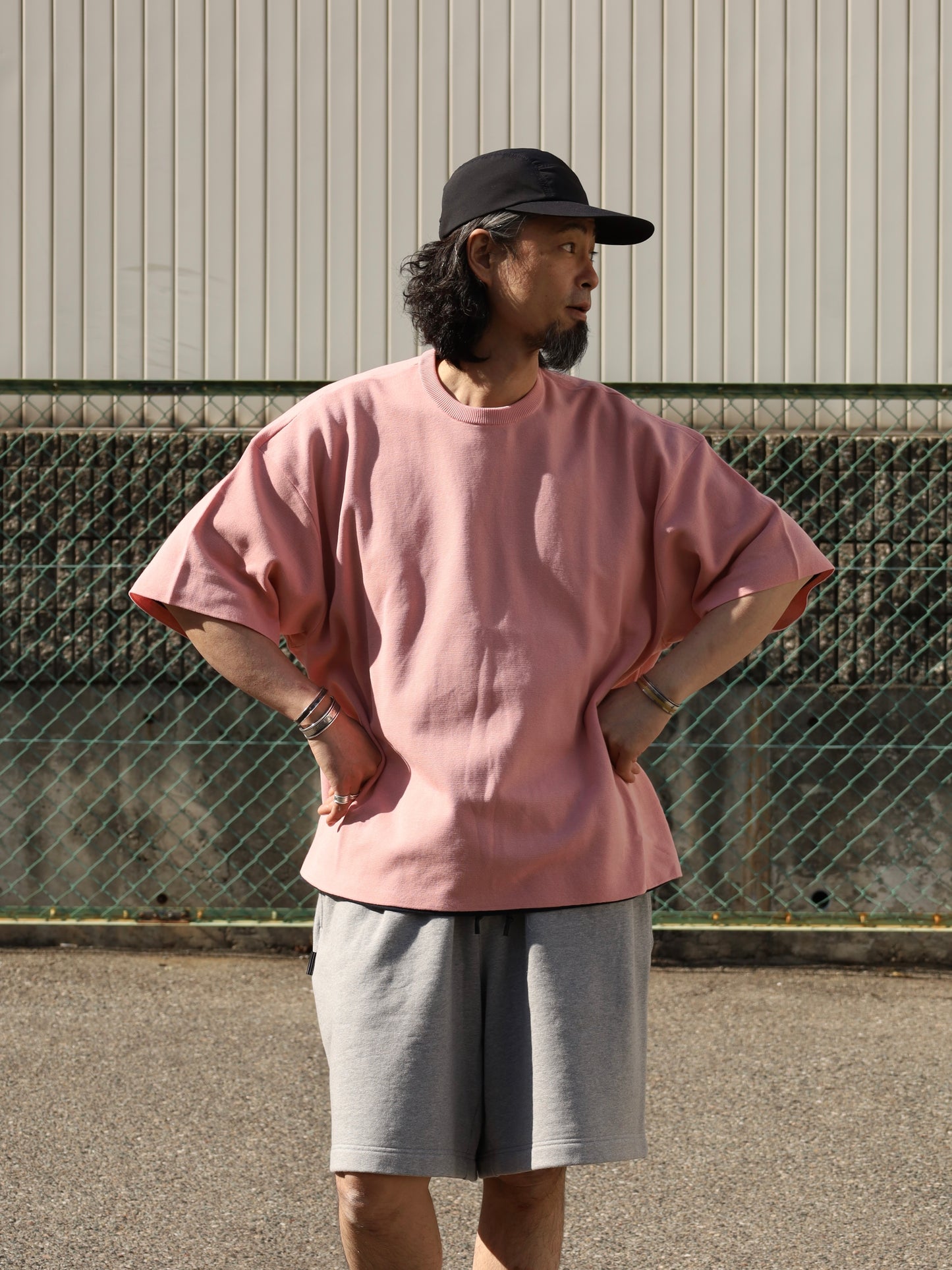 SUPER BIG SS COTTON KNIT TEE / Smoke Pink