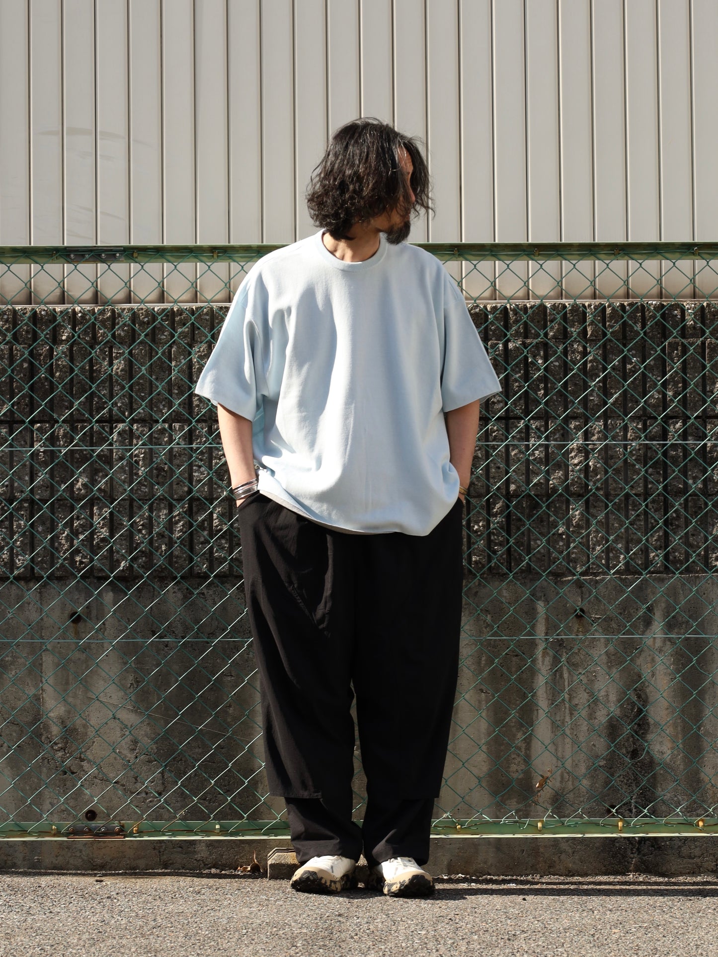 SUPER BIG SS COTTON KNIT TEE / Aqua Blue