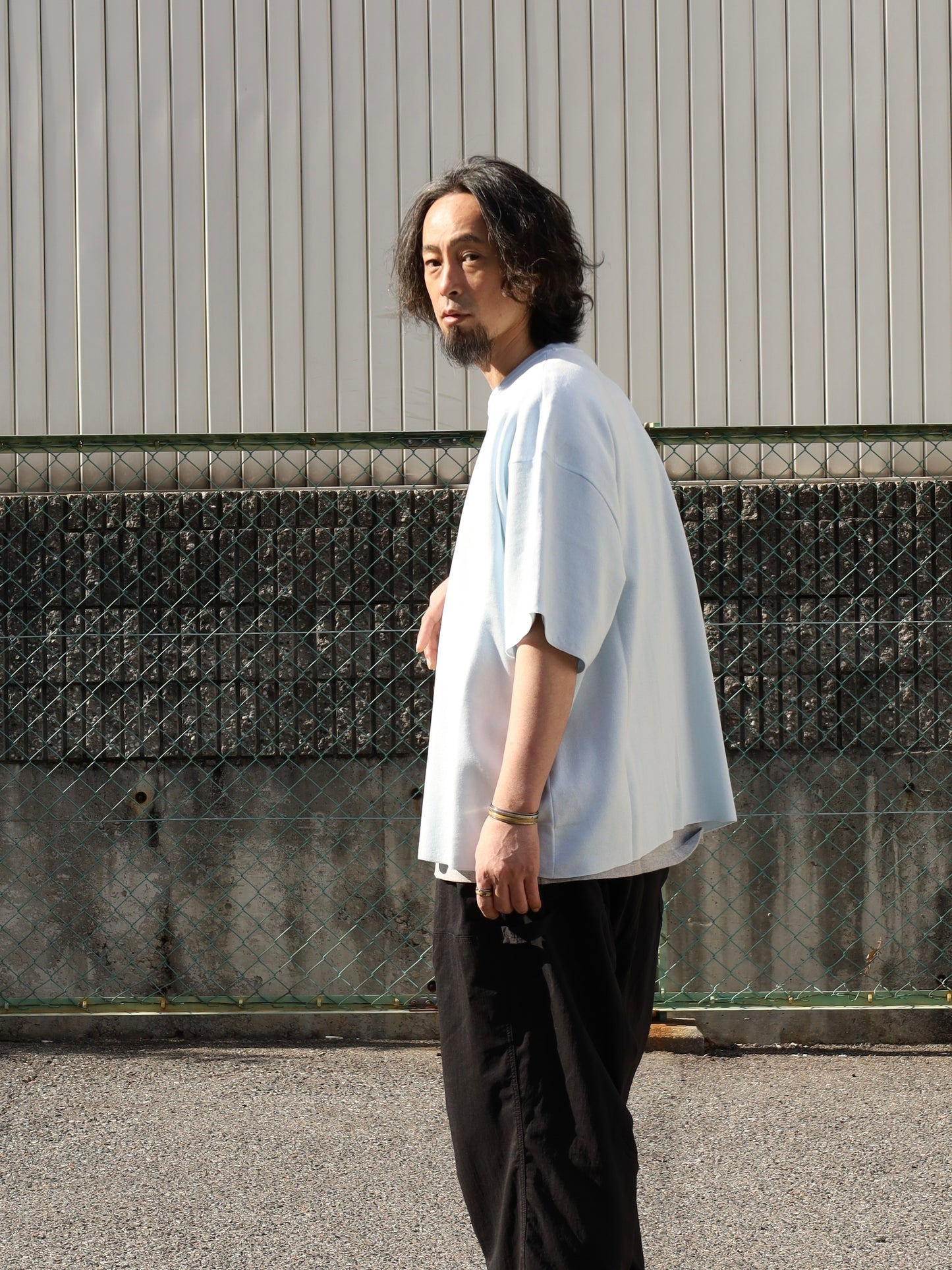 SUPER BIG SS COTTON KNIT TEE / Aqua Blue