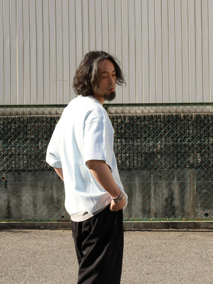 SUPER BIG SS COTTON KNIT TEE / Aqua Blue