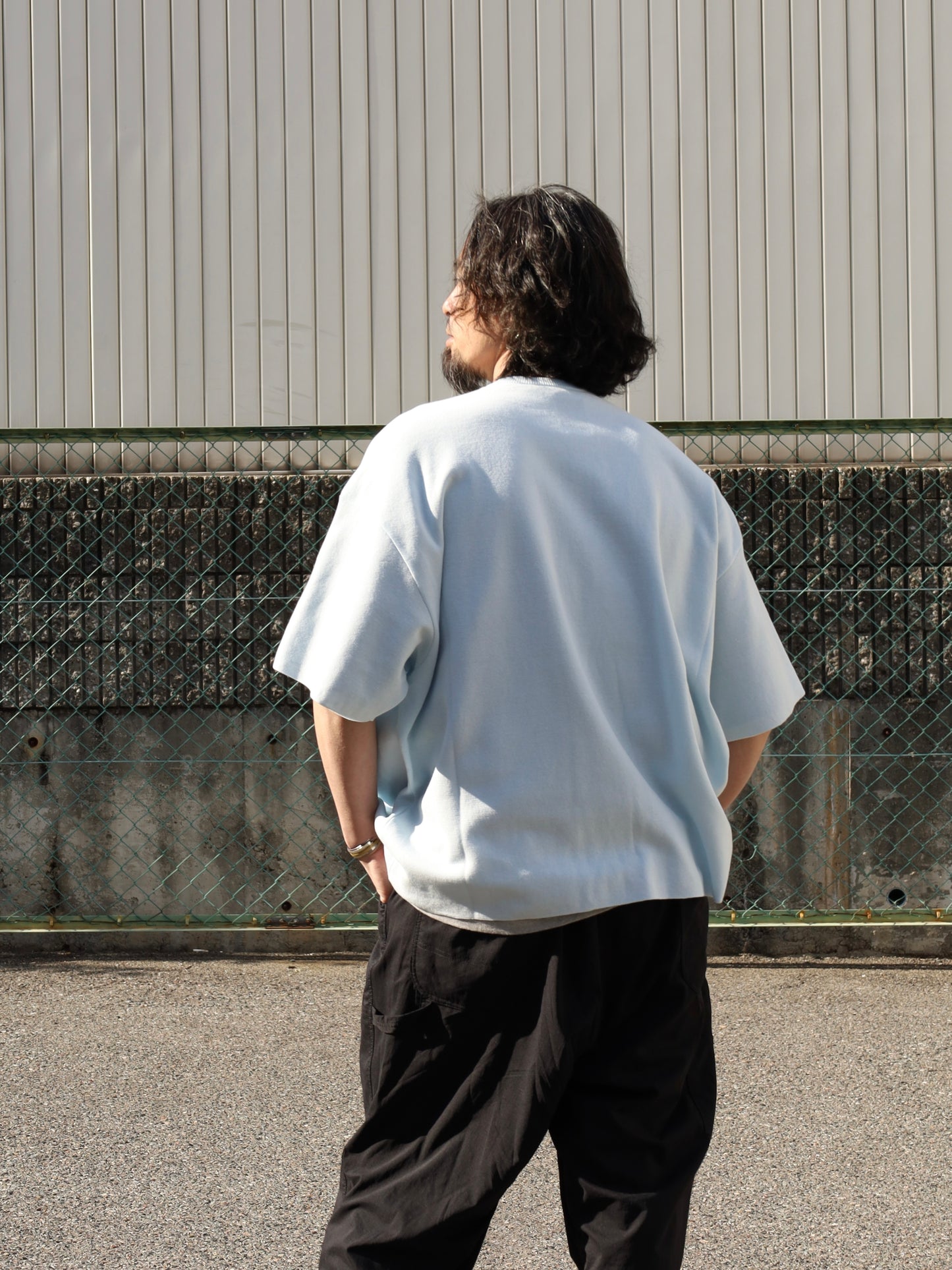 SUPER BIG SS COTTON KNIT TEE / Aqua Blue