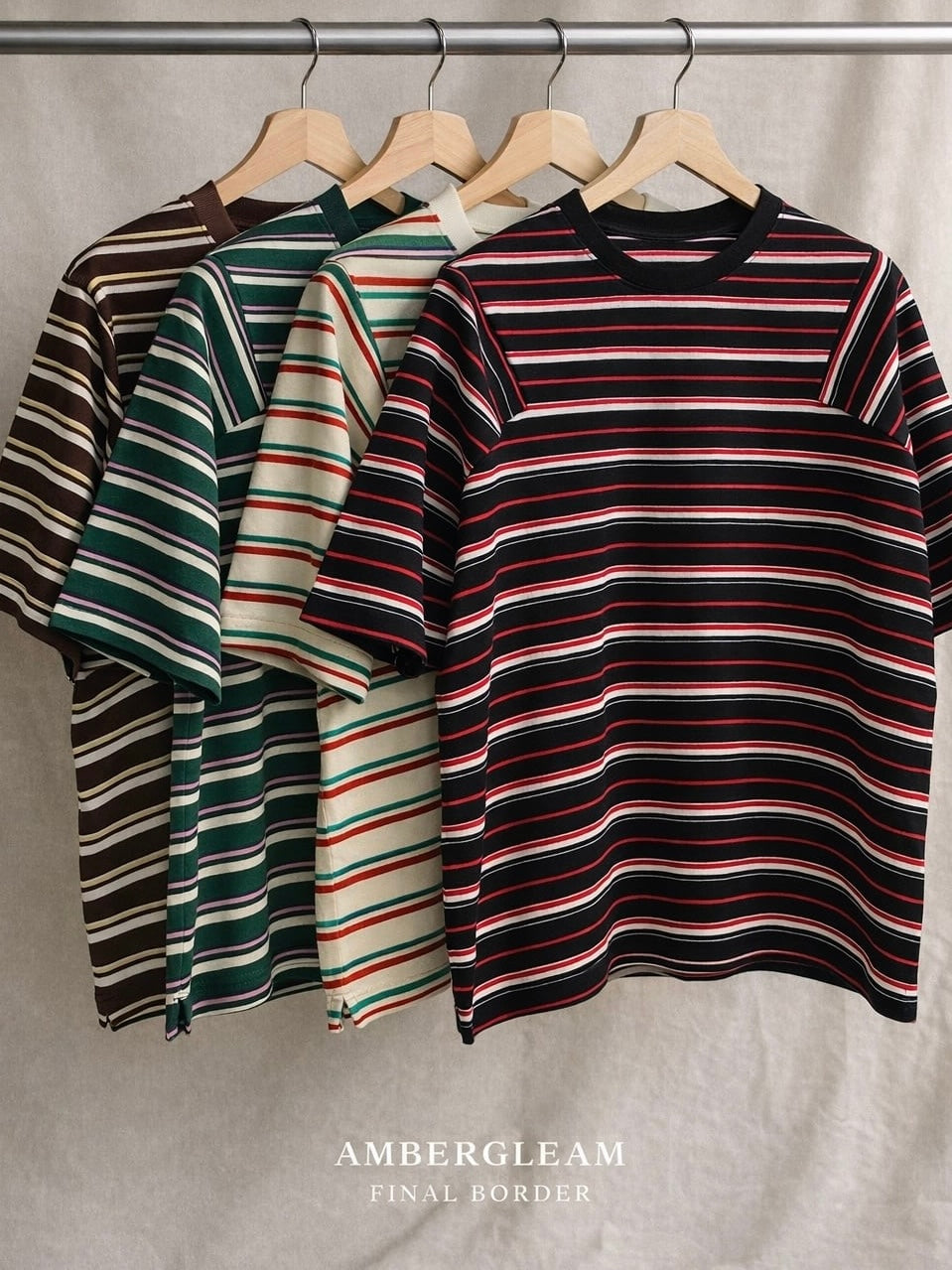 ＜4月末～5月上旬発売ご予約アイテム＞マルチボーダーパネルデイリーTシャツ / ホワイトムスク