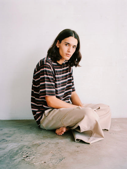 ＜4月末～5月上旬発売ご予約アイテム＞マルチボーダーパネルデイリーTシャツ / ブラック