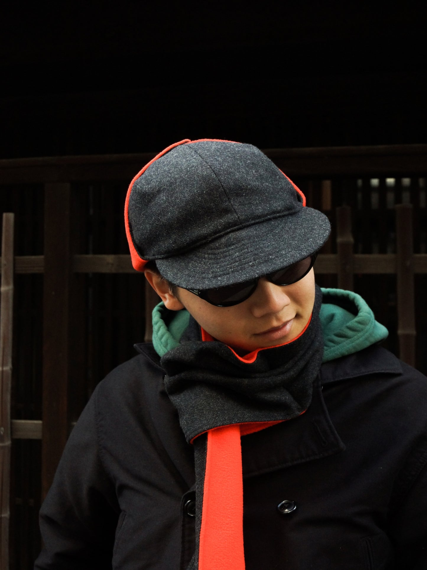 THE BOMBER COMB CAP / Black/orange