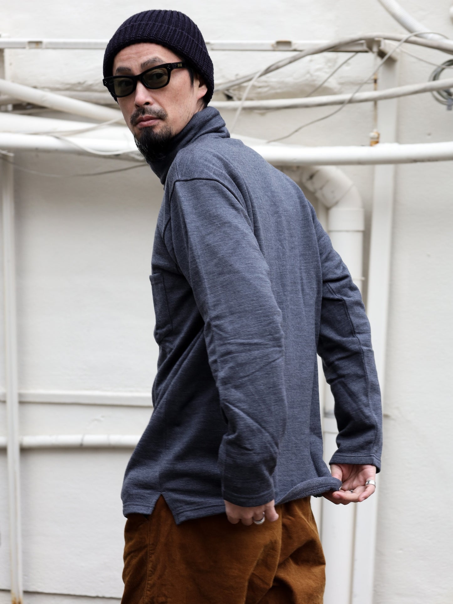 メリノウール裏毛タートルネック / グレー