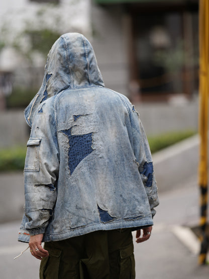 DUAL DENIM REMAKED FULLZIP PARKA / Indigo(remake)