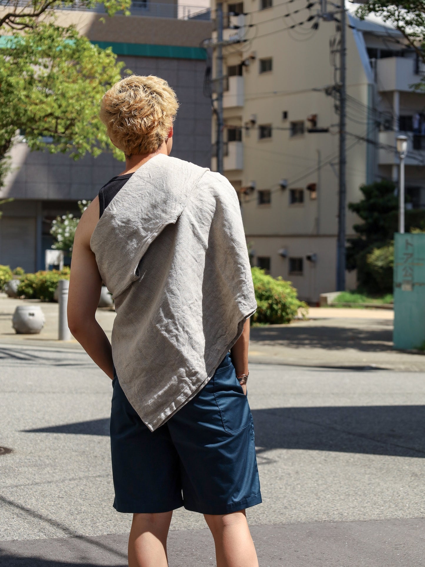 "fulton × CRANK PROJECTS" ハードリネンキャンバスファットシャツ / サンド