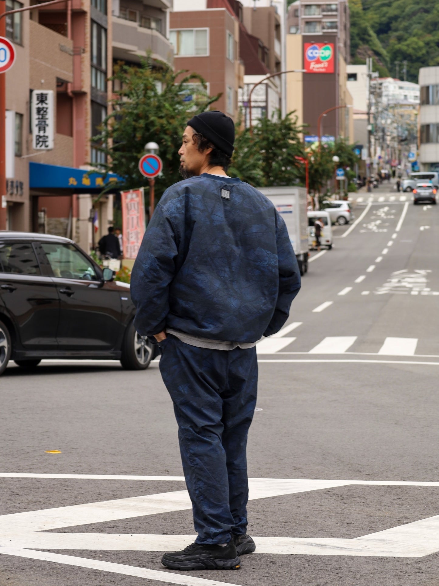 BASEBALL HALF ZIP JACKET / Navy tree camo