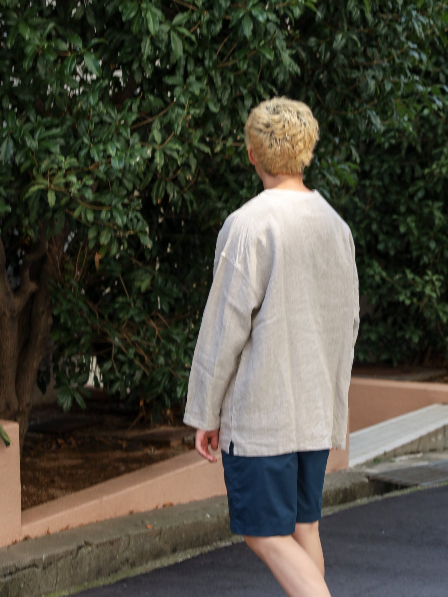 "fulton × CRANK PROJECTS" ハードリネンキャンバスファットシャツ / サンド