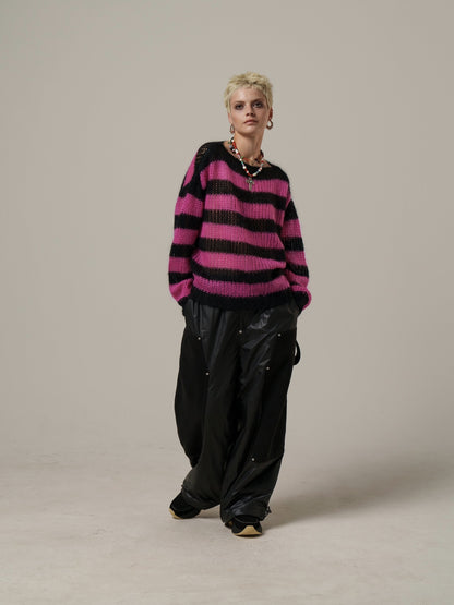 GLOSSY HYBRID WORK PANTS / Black