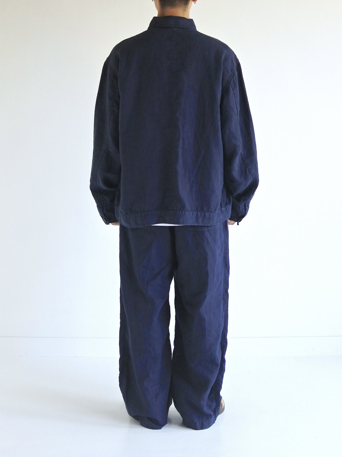 SULFUR DYED LINEN UTILITY JACKET / Navy