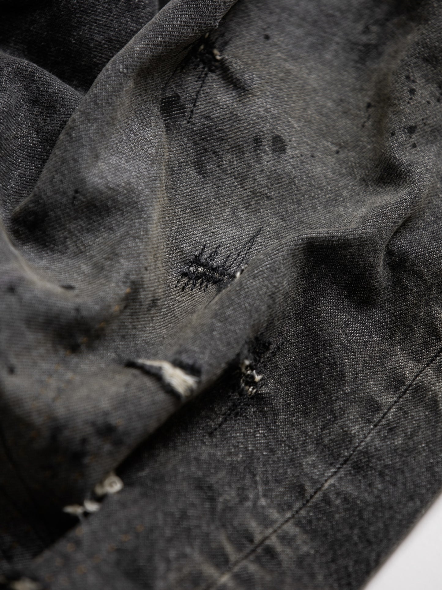 REGULAR TAPERED REMAKED 5P BLACK DENIM PANTS / Black(remake)