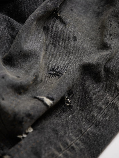 REGULAR TAPERED REMAKED 5P BLACK DENIM PANTS / Black(remake)