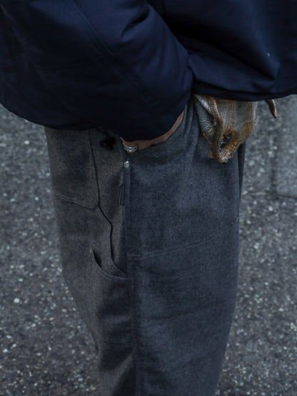 CASHMERE WOOL DOUBLE KNEE PANTS / Grey M