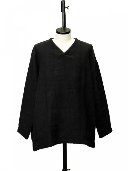 "fulton × CRANK PROJECTS" ハードリネンキャンバスファットシャツ / ブラック