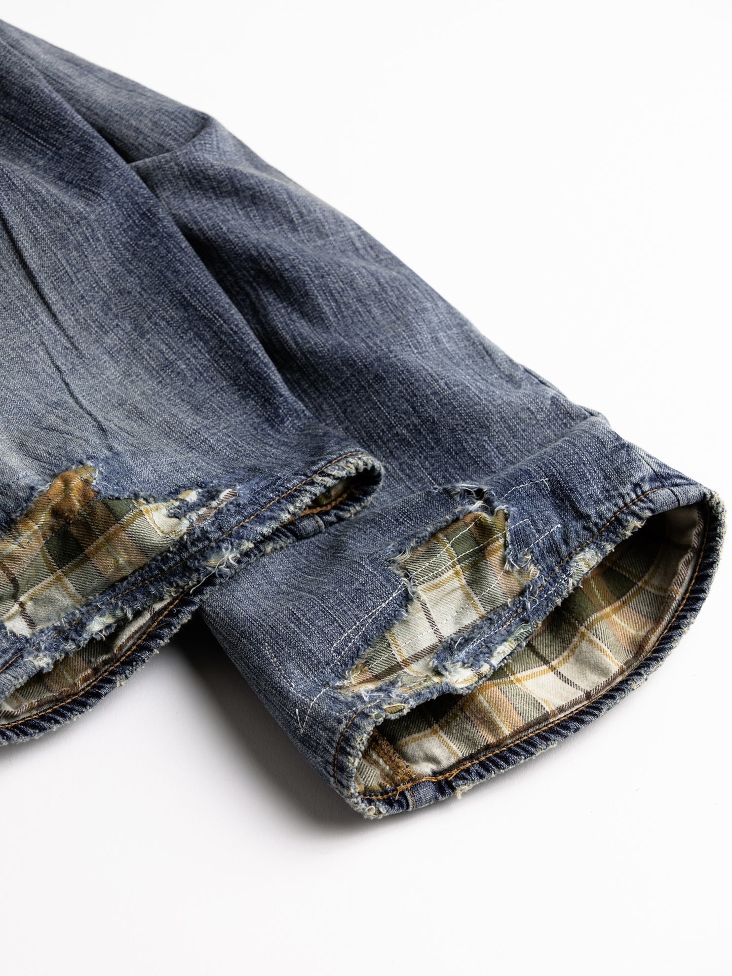 CHECK COMBI DENIM 5P PANTS / Indigo(REMAKE)