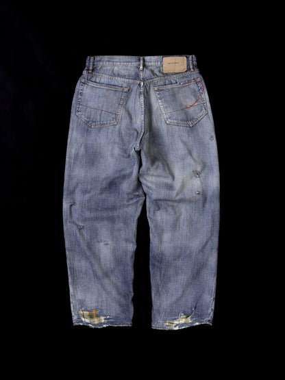 CHECK COMBI DENIM 5P PANTS / Indigo(REMAKE)