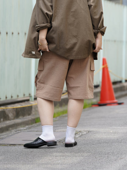 LINEN CARGO 3/4 / Camel