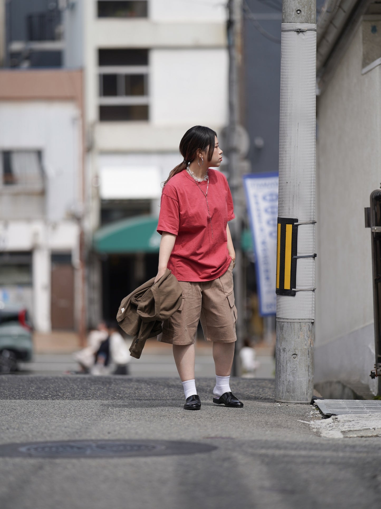 LINEN CARGO 3/4 / Camel