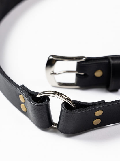 PINBUCKLE RING LEATHER BELT / Black