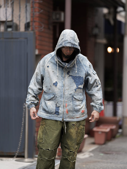 DUAL DENIM REMAKED FULLZIP PARKA / Indigo(remake)