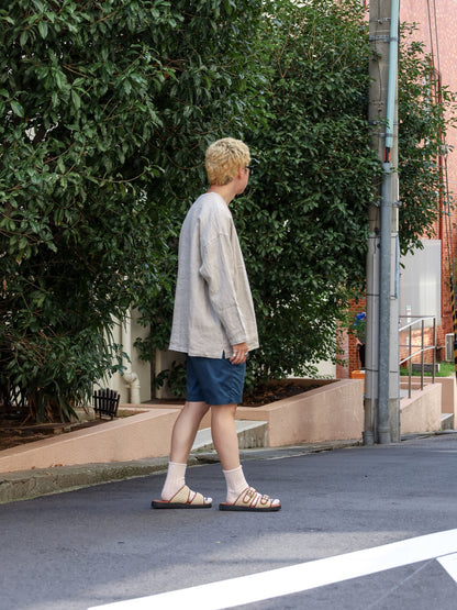 "fulton × CRANK PROJECTS" ハードリネンキャンバスファットシャツ / サンド