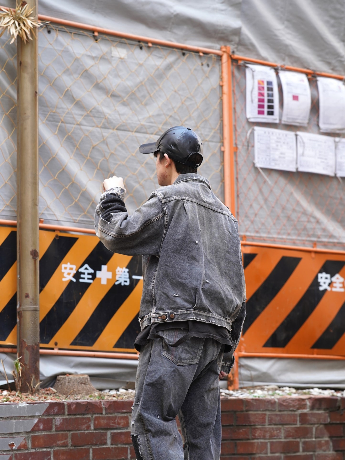 FRONT TUCK REMAKED BLACK DENIM JACKET / Black(remake)
