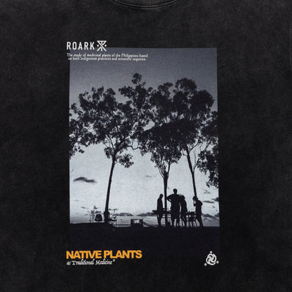 "NATIVE PLANTS" WELL WORN TEE / Black