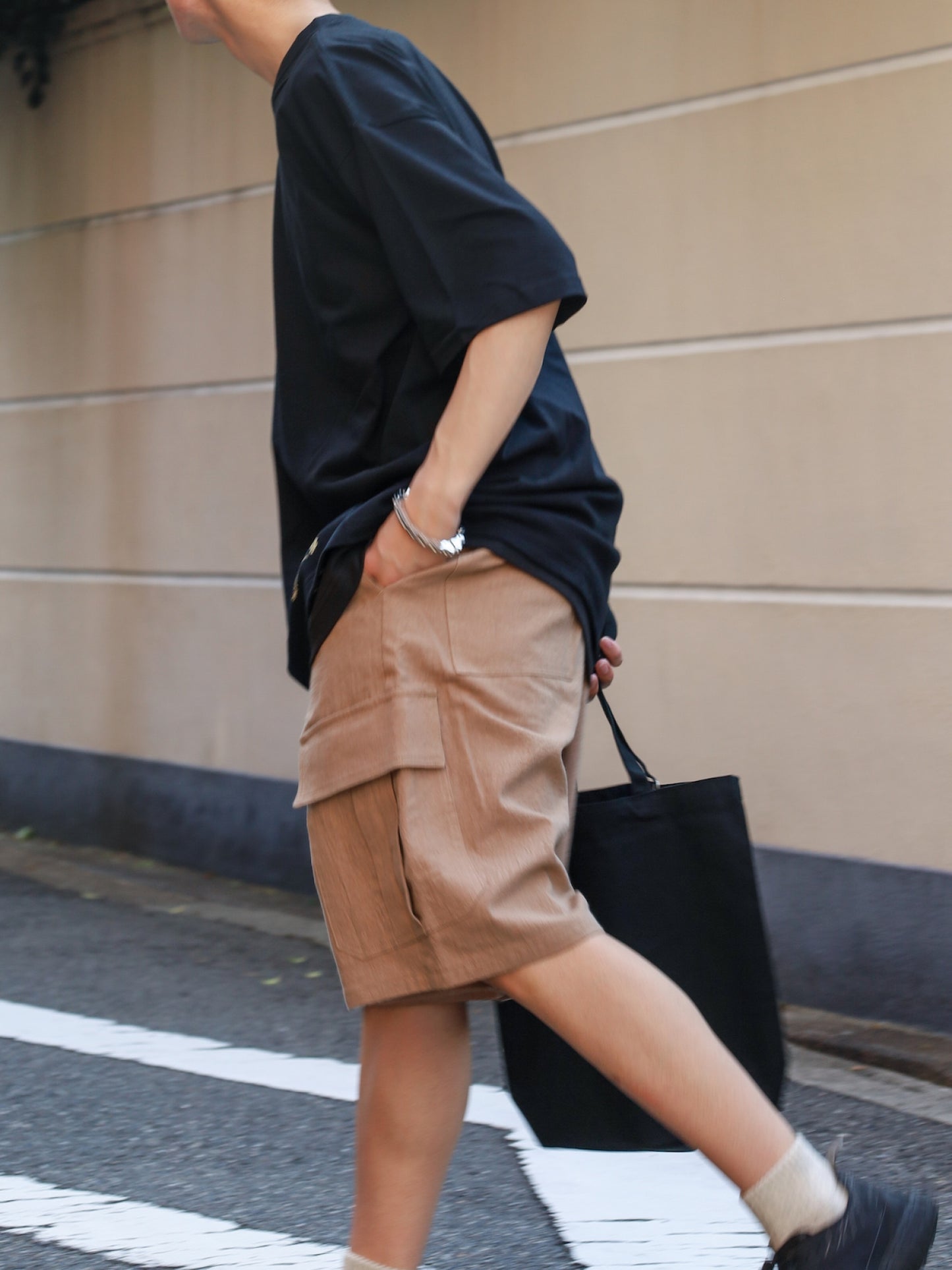 LINEN CARGO 3/4 / Camel