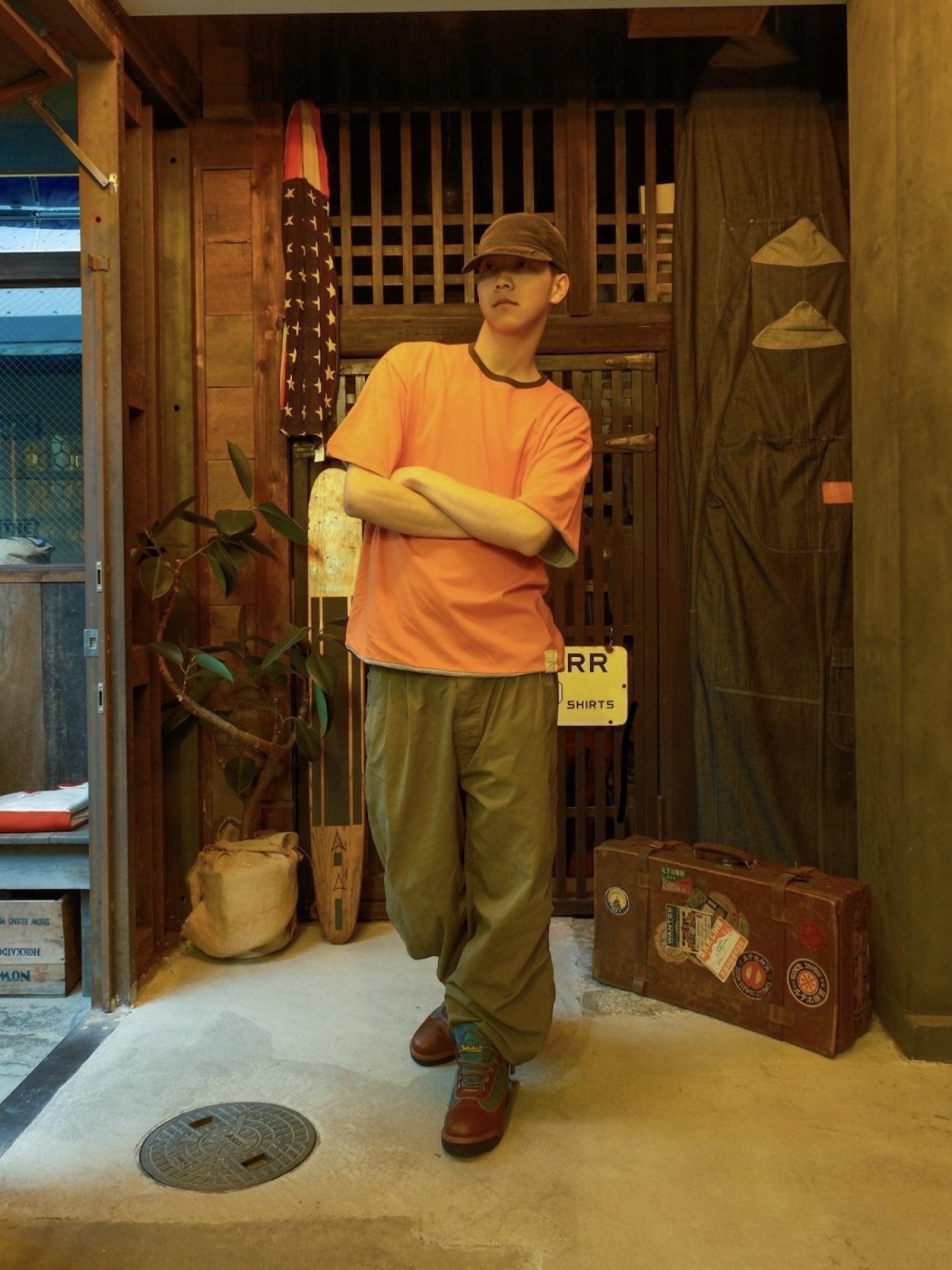 DOUBLE FACE TEE / Orange×gray