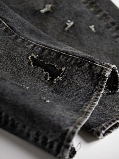 REGULAR TAPERED REMAKED 5P BLACK DENIM PANTS / Black(remake)