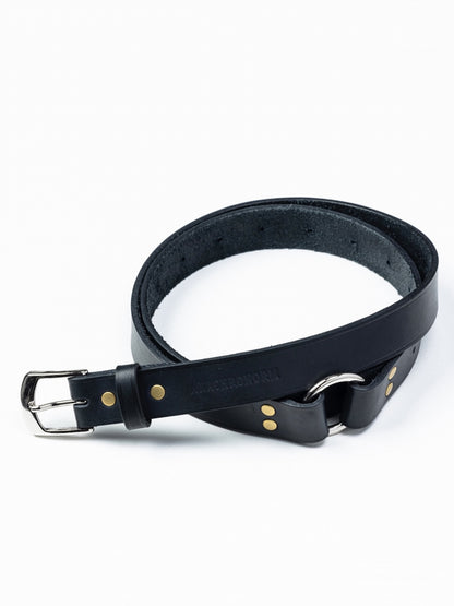 PINBUCKLE RING LEATHER BELT / Black