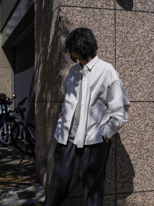 COTTON STRIPE SLIT SHIRT / White