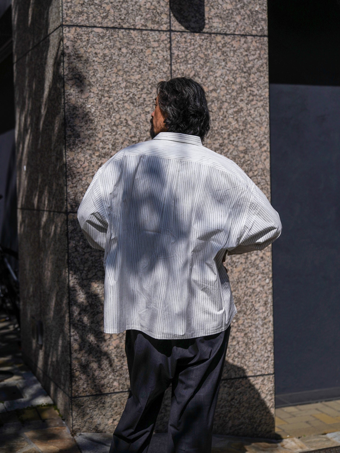 COTTON STRIPE SLIT SHIRT / White