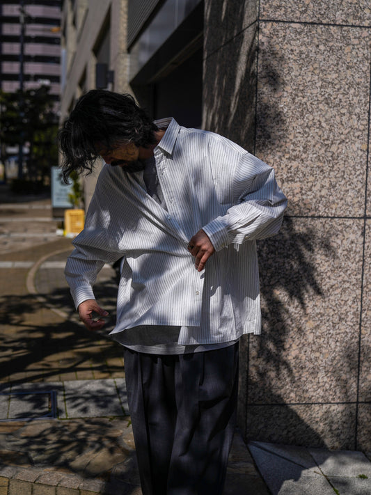 COTTON STRIPE SLIT SHIRT / White