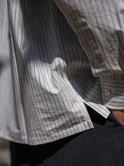 COTTON STRIPE SLIT SHIRT / White