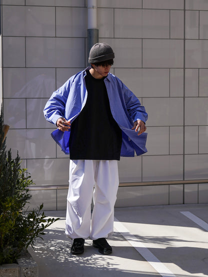 COTTON STRIPE SLIT SHIRT / Sax