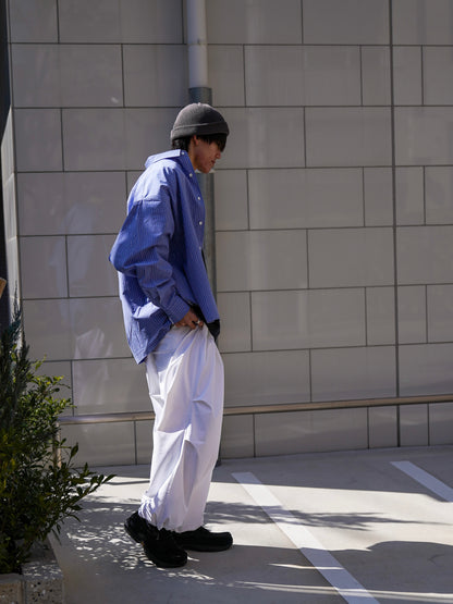 COTTON STRIPE SLIT SHIRT / Sax