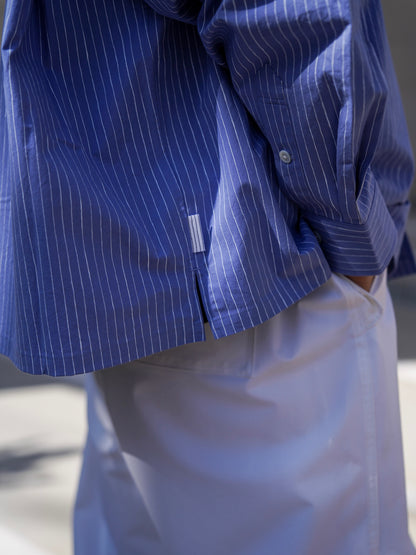 COTTON STRIPE SLIT SHIRT / Sax