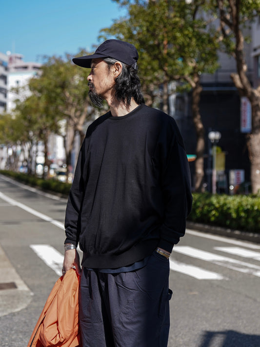 BIG LS COTTON KNIT TEE / Black